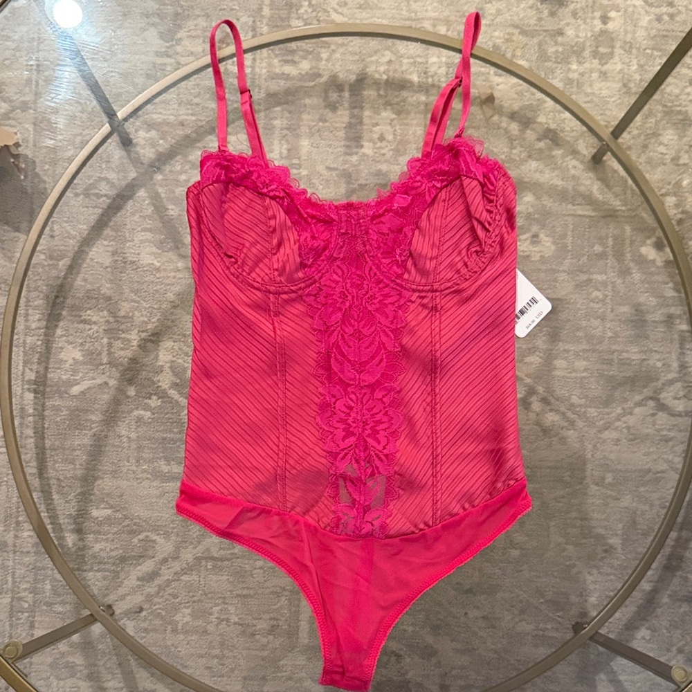 Free People Pink Lace Bodysuit